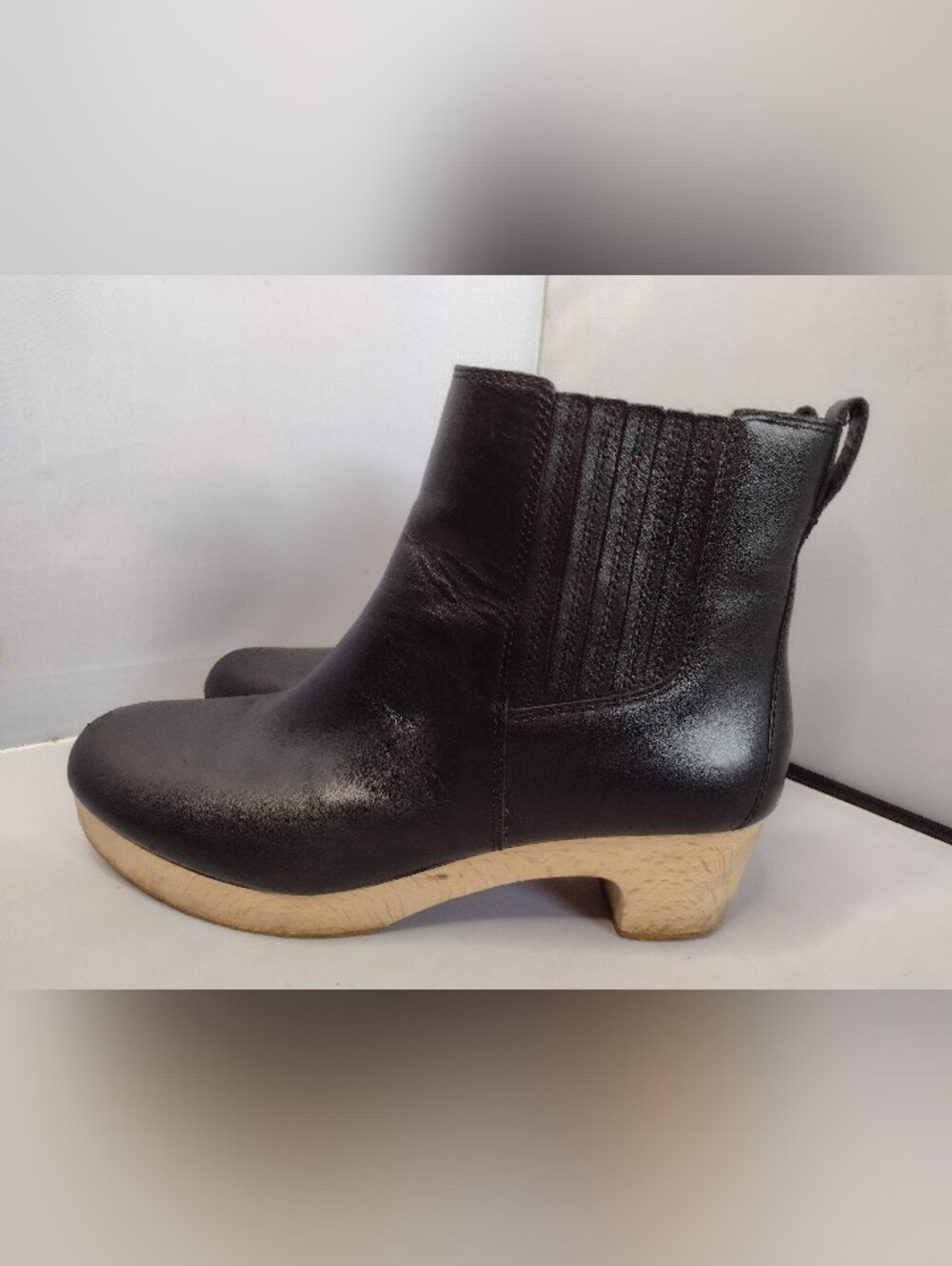 Madewell The Clog Boot Black Leather Size 8 MSRP $198 HG1